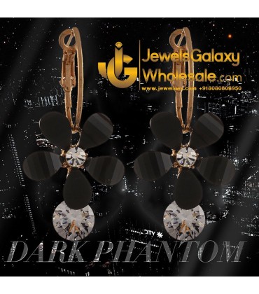 American Diamond Floral Drop Earrings 1027